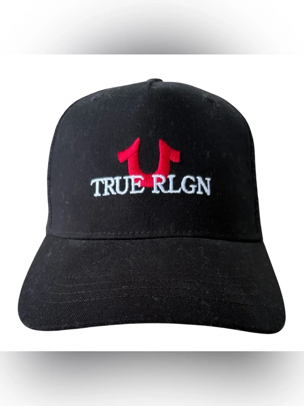 True Religion True Rlgn Embroidered Hat Cap Black SnapBack Mesh Trucker Hat